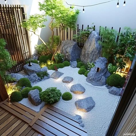 Japanese Zen Garden Backyard, Indoor Japanese Garden, Diy Japanese Garden, Japanese Courtyard Garden, Japanese Backyard, Japanese Gardens Design Ideas, Small Japanese Garden, Japanese Garden Landscape, Buddha Garden