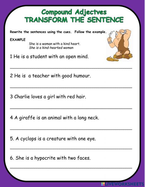 Compound Adjectives Worksheets, Compound Adjectives, Adjective Worksheet, Girls With Red Hair, Homemade Beef, English As A Second Language (esl), English As A Second Language, Good Humor, Two Faces