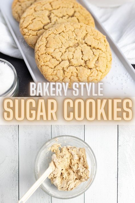 Whip up a batch of these irresistible easy sugar cookies; make them 'normal size' or 'giant.' They have the perfect balance of crispy edges and gooey centers—one of my kids favorite cookies! These easy sugar cookies can be ready for the oven in 5 minutes or less. A sweet crisp outside with gooey soft inside. A yummy bakery style sugar cookie recipe everyone will enjoy. Cooking Hall Sugar Cookies, Easy Pantry Cookies, Small Crumbl Sugar Cookie Recipe, Sugar Drop Cookie Recipe, Big Soft Sugar Cookie Recipe, Great American Cookie Sugar Cookie, Subway Sugar Cookie Recipe, Gooey Sugar Cookies, Sugar Cookies With Self Rising Flour