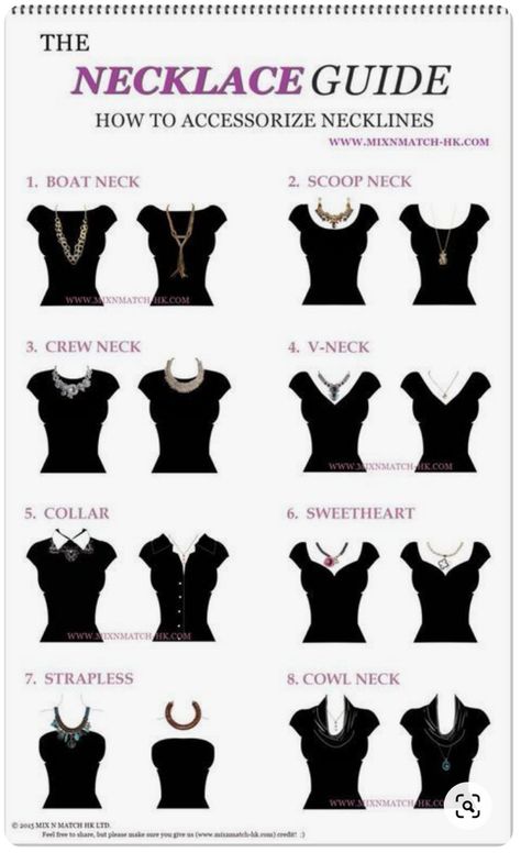 Neckline Necklace Guide, Sick Fits, Necklace For Neckline, Necklace Guide, Different Necklines, Fashion Vocabulary, The Necklace, Chunky Jewelry, Fashion Hacks Clothes