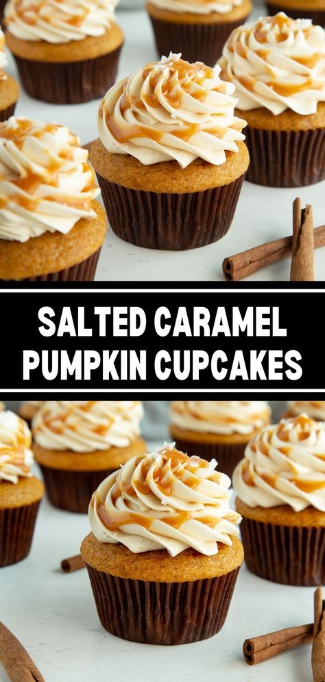 Caramel Cream Cheese Frosting, Pumpkin Cupcake Recipes, Salted Caramel Buttercream, Salted Caramel Frosting, Caramel Pumpkin, Salted Caramel Cupcakes, Caramel Cupcakes, Caramel Buttercream, Caramel Cream