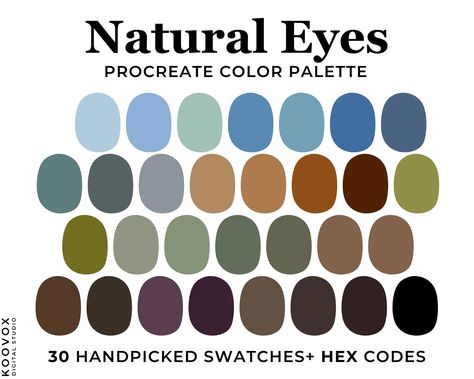 Coloring Pallets, Color Palettes Procreate, Color Seeds, Eye Color Palette, Color Palette Procreate, Hair Color Swatches, Colour Palate, Eye Color Chart, Procreate Palette