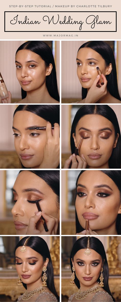 Indian Inspired Makeup Looks, Indian Bridal Makeup 2023, Charlotte Tilbury Indian Bridal Makeup, Bridesmaid Makeup Indian Make Up, Bridal Makeup Ideas Indian, Sangeet Night Makeup, Engagement Makeup Indian Make Up Simple, Indian Make Up Ideas, Bridal Makeup Western