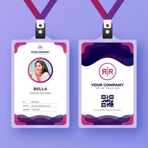 Id cards template with photo abstract st... | Free Vector #Freepik #freevector #business #abstract #card #design Id Card Template Design, I D Card Design, I.d Template, Office Card Design, Id Design Card, Lanyard Card Design, Cute Id Card Template, I Card Design, Employee Card Design