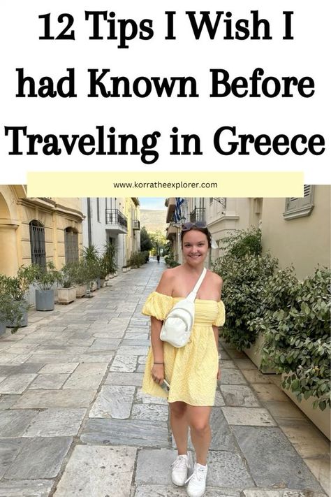 12 tips I wish I had known before traveling in Greece! Tips and tricks for planning a trip to Greece Packing List For Greece In October, Greece Tourist Outfit, Greece Outfit Ideas Women, Travel To Greece Outfits, Athens Greece Outfit Fall, Greece September Outfits, What To Pack For Greece In October, What To Pack For Greece In September, Fall In Greece Outfits