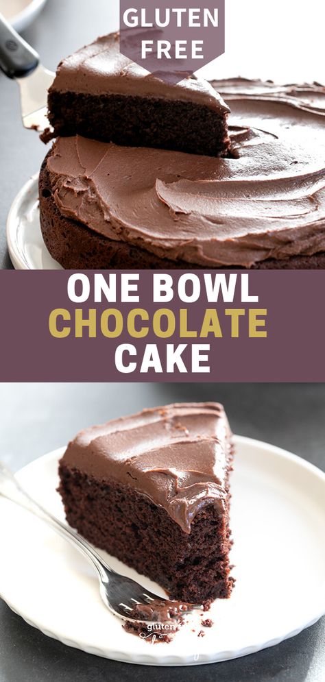 One Bowl Chocolate Cake, Gluten Free Chocolate Cake Recipe, Glutenfri Baking, Gluten Free Cake Recipe, Gluten Free Chocolate Cake, Easy Chocolate Cake, Gluten Free Desserts Recipes, Gf Desserts, Gluten Free Sweets