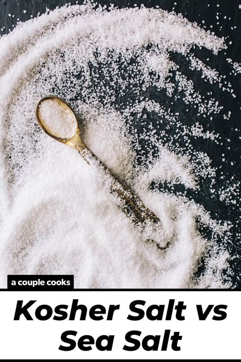 Kosher salt vs sea salt: what’s the difference between these distinct types? Here’s what you need to know about using them in cooking. Canning Salt, Salt Substitute, Celtic Salt, A Couple Cooks, Spices Recipes, Finishing Salt, Recipe Hacks, Vegan Recipes Plant Based, Healthy Cook Books