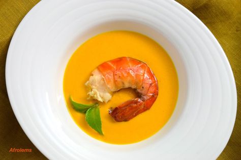 Nigerian Prawn Egusi Bisque Prawn Bisque, African Kitchen, Nigerian Food, Fine Dining, Thai Red Curry, Best Foods, Food Blog, Fruit, Ethnic Recipes