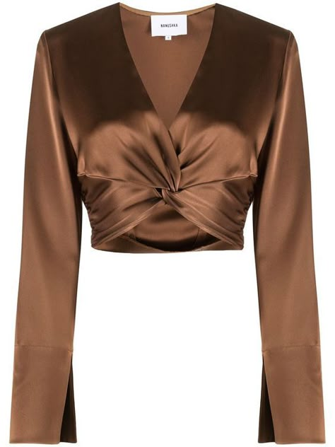 Chic Dress Classy, Twist Front Top, Women Blouses Fashion, Fashion Top Outfits, Designer Blouses, Modest Fashion Outfits, Cropped Top, Modest Fashion, Classy Outfits