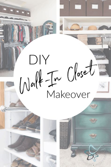 See a practical DIY walk-in closet makeover on a budget. See how to use thrift store finds and inexpensive items to create a practical and affordable closet makeover. Closet Makeovers On A Budget, Walk In Closet Diy Cheap, Diy Closet Makeover Walk In, Budget Walk In Closet, Diy Walk In Closet On A Budget Spare Room, Walk In Closet Ideas Diy Cheap, Closet Redo Diy, Closet Makeover Diy Walk In, Diy Walk In Closet On A Budget