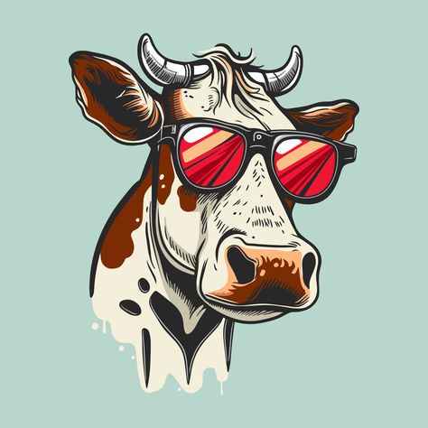 Sunglasses Vector, Cow Vector, Cow Illustration, Cartoon Cow, Outdoor Stickers, Cow Art, The Cartoon, Logo Banners, Cartoon Icons