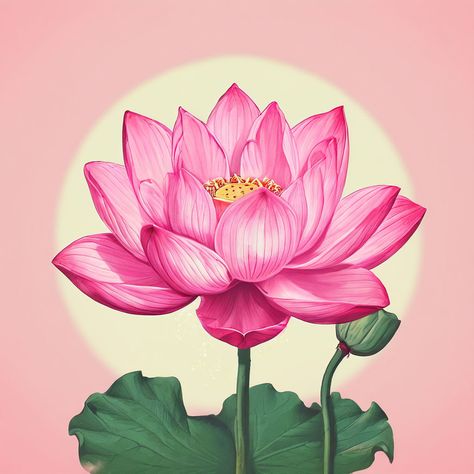 #vintage #style #lotus #flower #illustration Lotus Digital Art, Kanha Illustration, Lotus Vector Illustration, Indian Art Style, Lotus Illustration Design, Indian Lotus Painting, Lotus Flower Painting Watercolors, Digital Flowers Design, Illustration Art Flower