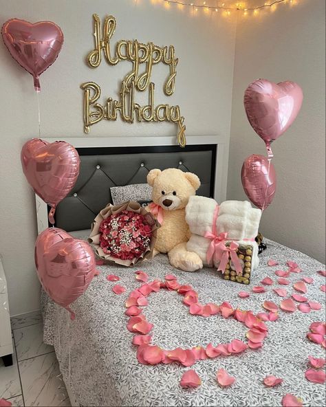 Follow For More ♡ Happy Birthday Decoration Ideas, Easy Birthday Decorations, Birthday Room Surprise, Balloon Decoration For Birthday, Birthday Decoration Ideas At Home, Diy Banners, Birthday Decoration Ideas, Happy Birthday Decoration, Surprise Birthday Decorations