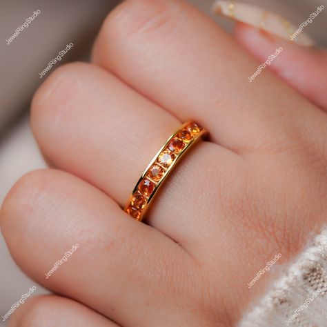 Orange Sapphire Ring / 14K Solid Gold Sapphire Ring / Sapphire Ring / Gift for Her / Sapphire Band Ring / Wedding Band/ Orange Sapphire Ring - Etsy Engagement Gold Rings, Sapphire Rings For Women, Orange Rings, Orange Sapphire Ring, Sapphire Band Ring, Rings Sapphire, Jewelry Sapphire, Wedding Band Rings, Orange Ring