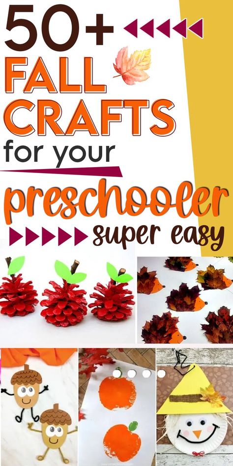 Fun Fall Craft Ideas for Preschoolers - if you're looking for autumn crafts for kids, these are simple and perfect for any preschooler (or grade 1 / grade 2 age). These easy fall activities are all autumn themed crafts - pumpkin crafts, acorn crafts, pinecone crafts and more! Acorn Crafts Preschool, Fall Craft Activities, Easy Fall Activities, Craft Activities For Preschoolers, Autumn Crafts For Kids, Craft Ideas For Preschoolers, Fall Craft Ideas, Fall Paper Crafts, Ideas For Preschoolers