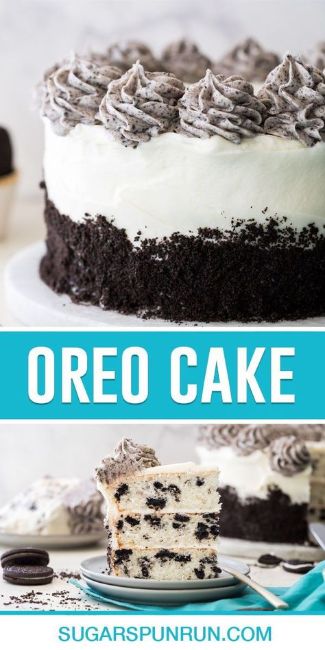 Cookies Cream Cake Recipe, Oreo Layer Cake Recipe, Easy Cookie And Cream Cake, Two Layer Oreo Cake, Oreo Layered Cake, Cookies And Cream Oreo Cake, Black And White Cake Recipe, Easy Oreo Birthday Cake, Cookies And Cream Cake From Box Cake Mixes