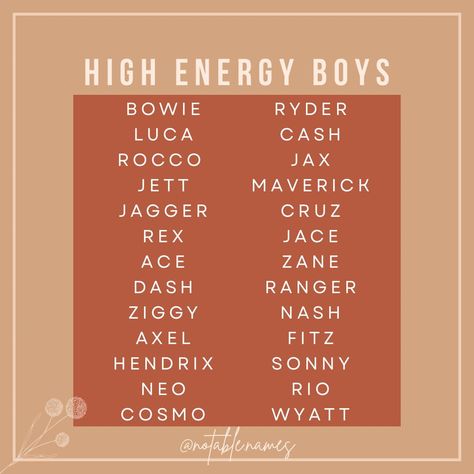 These high energy boy names pack a punch! They're spunky, fun and oh so cool. I personally love that when you say these names you can really feel the energy, there's just something about them that's infused with this vibrancy that I can't quite explain. These names feel extroverted, they say what they feel and they mean what they say. They're outgoing, talkative and encouraging. They want everyone to participate and have as good as a time as they are. These high energy names are the life of t... H Names For Boys, Western Baby Names, Oc Names, Uncommon Baby Names, Sims Baby, Western Baby, Best Character Names, Fantasy Names, Pretty Names