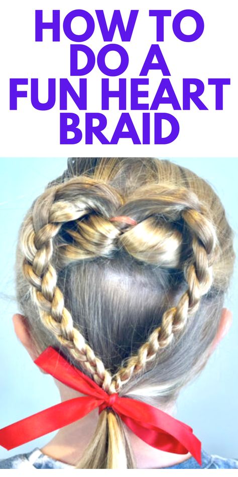 Heart Braid Hairstyle, Heart Hairstyle, Valentines Hairstyles, Heart Braid, Braid Ponytail, Valentine Hair, Braided Hair Tutorial, Braid Hairstyle, Braided Ponytail Hairstyles