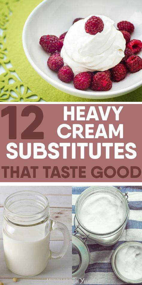 Replacement For Heavy Cream, Almond Milk Whipped Cream, Heavy Cream Substitute, Heavy Cream Recipes, Yogurt Substitute, Dairy Free Frosting, Cooking Substitutions, Vegan Substitutes, Recipes With Whipping Cream