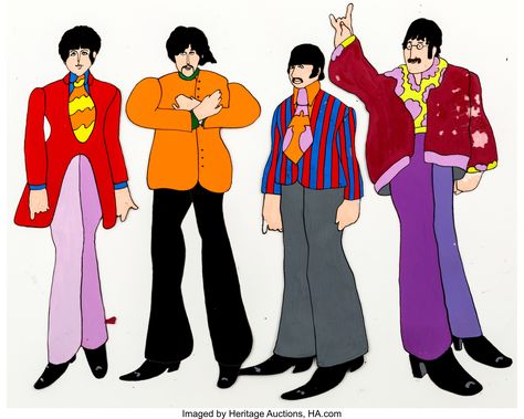 Beatles Character Design, The Yellow Submarine Art, Beatles Yellow Submarine Art, The Beatles Yellow Submarine Art, Yellow Submarine Beatles, Submarine Painting, Yellow Submarine Movie, Submarine Art, Yellow Submarine Art