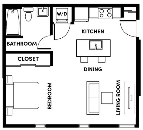 Apartment Blueprints, Studio Apartment Plan, Efficiency Apartment, Small Apartment Floor Plans, Place Wallpaper, Studio Apartment Floor Plans, Floor Plan With Dimensions, Small House Blueprints, Hotel Modern