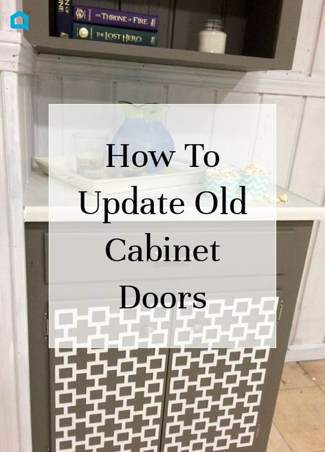 See how she renovated an old basement cabinet. This ugly outdate cabinet door got a much needed makeover on a budget with new paint and a geometric overlay. See this before and after easyand cheap cabinet makeover. Cheap Cabinet Makeover, Basement Cabinet, Cabinet Door Makeover, Styling Your Kitchen, Diy Concrete Counter, Backsplash Cheap, Chalk Paint Makeover, Old Basement, Diy Cabinet Doors