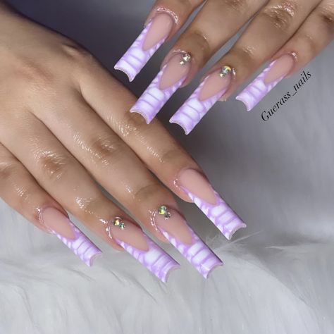 French tip
Crocodile print nails
Gel x 
Coffin nail Long Acrylic Nails Purple, Purple Croc Nails, Pink And Purple Acrylic Nails, Baby Purple Nails, Baby Pink French Tip, Purple Nails Acrylic, Crocodile Nails, Croc Nails, Nail Art Tattoo