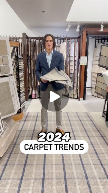 Lewis Floor and Home on Instagram: "Rolling out the patterned carpet! ⭐  One of the hottest trends of 2024, these two @stantoncarpet styles are available in a range of colorways that transform any floor into a runway.   Experience the styles for yourself at our Northbrook showroom via #linkinbio.  #interiordesigntrend #flooringtrend #trendingstyle #designtrend2024 #northbrookillinois #flooringstyle #carpetstyle #carpettrends #patternedcarpet" Gray Bedroom Carpet Ideas, Trendy Carpet Living Rooms, Multiple Carpets One Room, Carpet Floor Bedroom Ideas, Carpet And Flooring Combinations, Plush Carpet Bedroom, Carpet In Dining Room Solutions, Layering Carpet And Rugs, Modern Carpet Ideas