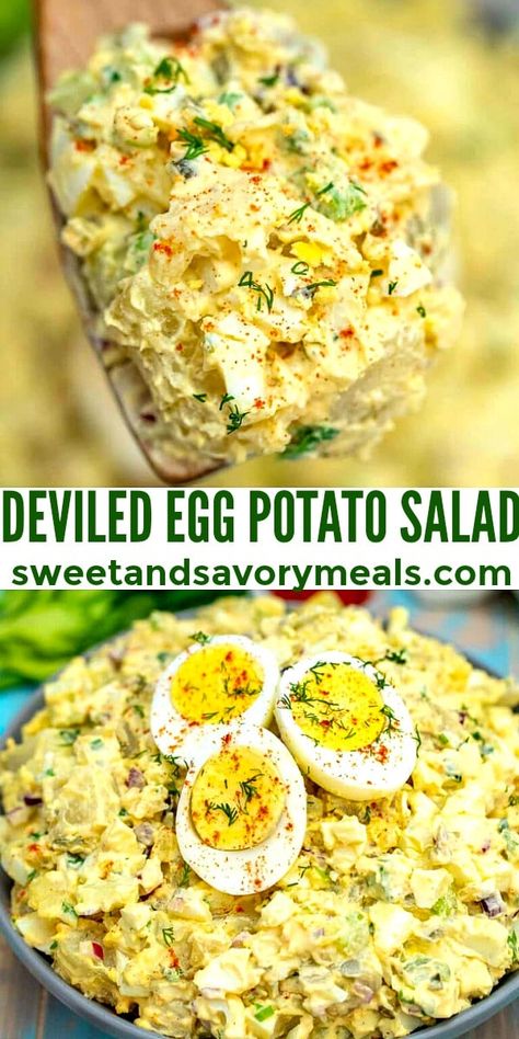 Egg Potato Salad, Deviled Egg Potato Salad, Egg Potato, Summer Potluck, Potato Recipes Side Dishes, Side Dishes For Bbq, Egg Salad Recipe, Deviled Egg, Potato Side Dishes