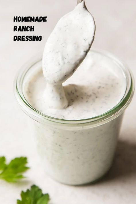 A triple threat of tangy, creamy dairy—buttermilk, mayo and sour cream—makes the luxurious base for our parsley-speckled, oniony, easy homemade ranch dressing. Mazzios Ranch Recipe, Keto Ranch Dressing Recipe, Keto Ranch Dressing, Keto Ranch, Dip For Veggies, Low Carb Dressing, Ranch Dressing Recipe Homemade, Buttermilk Ranch Dressing, Ranch Dressing Recipe