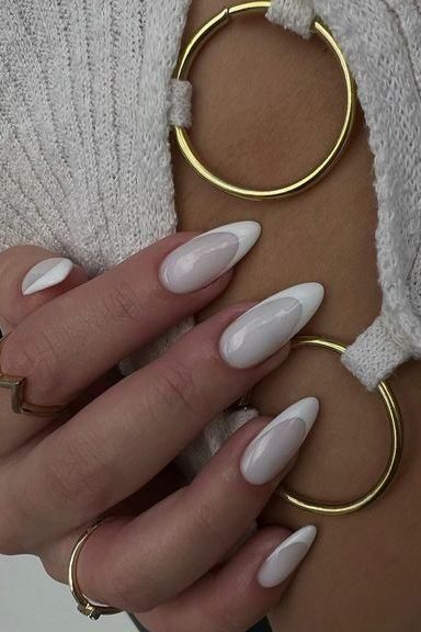 50 + White Nail Ideas - the gray details | Lifestyle Blog White And Gray French Tip Nails, Light Gray French Tip Nails, Gray Nails With White Tips, Nail Inspo Gray, White Gray Nails, Grey Nails With White Tips, Nails Gray And White, White Fall Nail Ideas, French White Nails