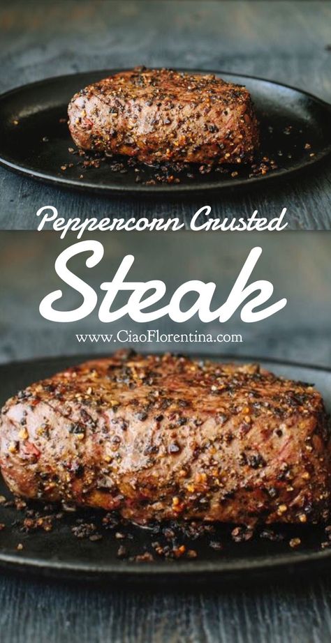 Peppercorn Crusted Steak, Crusted Steak Recipe, Crusted Steak, Peppercorn Steak, Grilled Steak Recipes, Steak Recipe, Grilled Chicken Recipes, Grilled Steak, How To Grill Steak