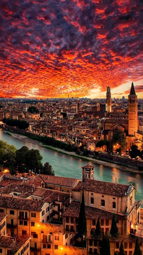 City - Italy - VERONA - Panorama, Sunset-01 | Helmut Schopper | Flickr Italy Sunset, City Sky, Cities In Italy, Dream Vacations Destinations, Verona Italy, Sunset City, Italy Photography, Montepulciano, Italy Aesthetic