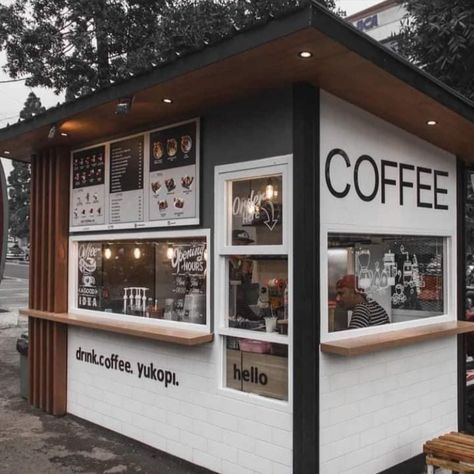 #coffee #coffeelover #shop #design #designidea #architecture #architect #architecturaldesign Coffee Booth, Container Coffee Shop, Coffee House Design, Container Cafe, Small Coffee Shop, Small Cafe Design, Coffee Shop Interior Design, Coffee Shop Bar, Cafe Shop Design