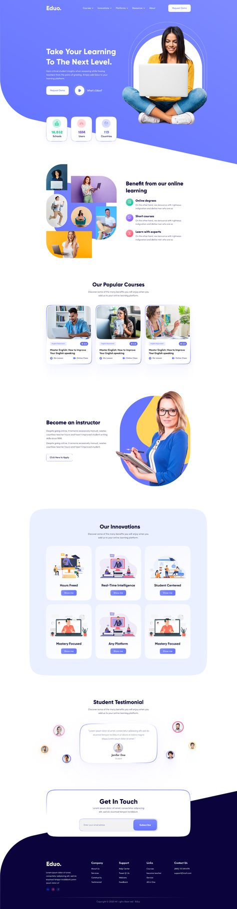 Web Template Design Layout, Website Testimonial Design, Testimonials Design Inspiration, Footer Web Design, Homepage Website Design, Education Website Design, Ui Website Design, Testimonial Design, Learning Website Design