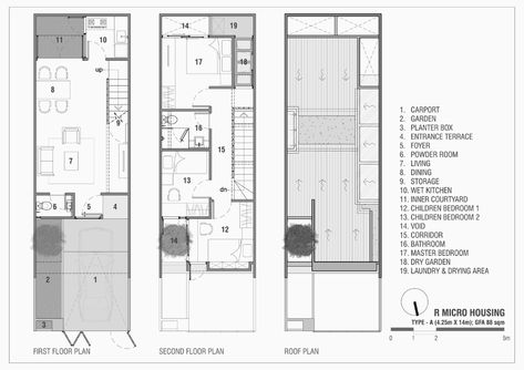 Gallery of R Micro Housing / Simple Projects Architecture - 43 Micro Housing, Cluster House, Simple Projects, Compact House, Narrow House, Micro House, Minimal House Design, Architectural Section, Minimal Home