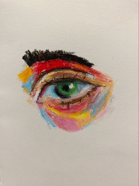 Oil Pastel Eye Tutorial, Color Pencil Eye, Oil Pastels Drawings, Watercolour Eyes, Watercolour Crayons, Oil Pastel Techniques, Watercolor Eyes, Soft Pastel Art, Crayon Drawings