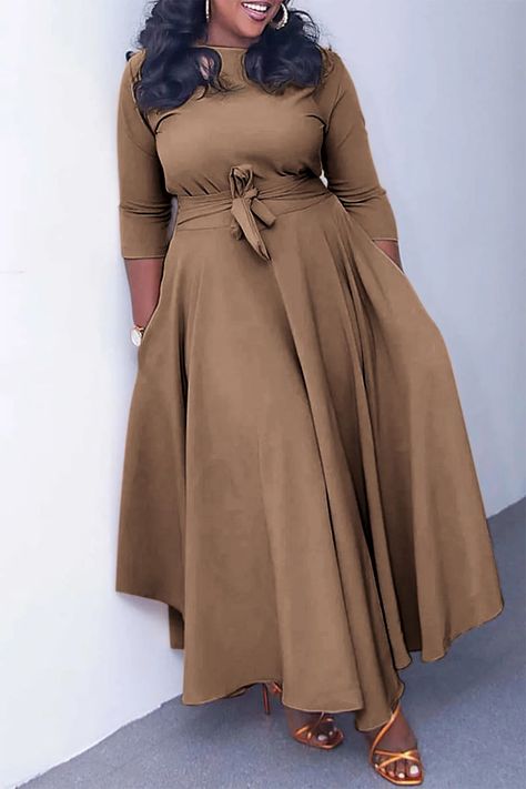 Xpluswear Plus Size Red Casual Round Neck With Pocket Wrap Maxi Dress Brown-L/10-12 PlusSizeSummerStyle #summervivibes #plussizefashionista #ootd #plussizequeen #plussize #summerfashion. https://whispers-in-the-wind.com/the-ultimate-plus-size-outfit-guide-summer-in-style/?452 Professional Outfits, Modest Plus Size Fashion, Plus Size Red, Wrap Maxi Dress, Fat Women, Plus Size Maxi, Plus Size Maxi Dresses, Maxi Wrap Dress, Modest Outfits