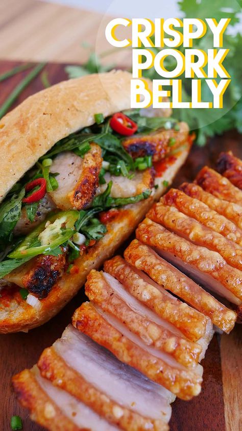 Pork Belly Sandwich, Sandwich Recipe Videos, Pork Belly Recipes Crispy, Shake Recipes Healthy, Seonkyoung Longest, Monte Cristo Sandwich, Pork Belly Recipes, Crispy Pork Belly, Crispy Pork