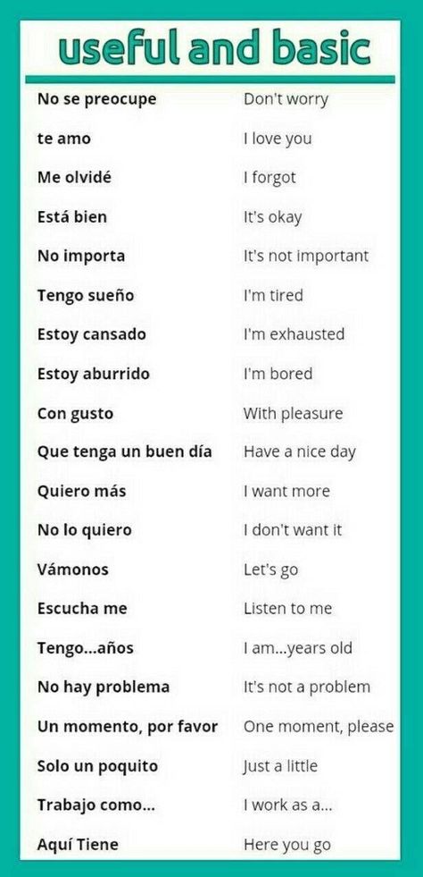 Pin by Venessa Nichole on Idioma Inglés | Spanish words for beginners, Useful spanish phrases, Learning spanish vocabulary Dominican Spanish Words, Mexican Spanish Language, Puerto Rican Spanish, Common Spanish Phrases, Time In Spanish, Beginner Spanish Lessons, Teach Yourself Spanish, Spanish Help, Spanish Expressions