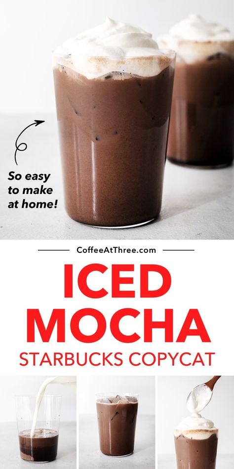 Starbucks Iced Mocha Recipe, Iced Mocha Latte Recipe, Cafe Mocha Recipe, Iced Mocha Recipe, Mocha Coffee Recipe, Iced Mocha Coffee, Mocha Latte Recipe, Mocha Recipes, Nespresso Recipes