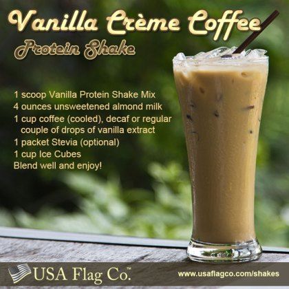 Learn how to make a delicious Vanilla Creme Coffee Protein Shake ideal for fitness competitors and bodybuilders including people who want to lose weight. 310 Shake Recipes, Pancakes Protein, Protein Shake Recipe, Iced Coffee Protein Shake, Vanilla Protein Shakes, Coffee Protein Shake, Herbalife Shake Recipes, Coffee Shake, Protein Shake Smoothie