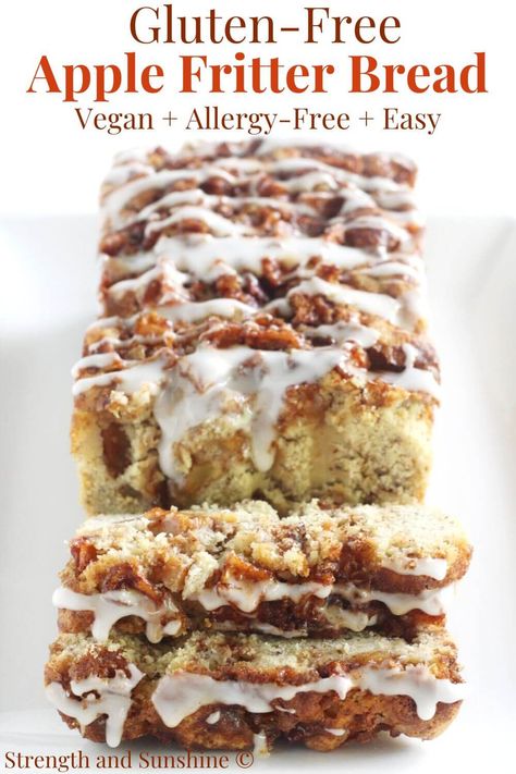 Amish Apple Fritter, Gluten Free Apple Recipes, Gluten Free Quick Bread, Apple Fritter Bread, Easy Gluten Free Desserts, Apple Fritter, Gluten Free Recipes Bread, Gluten Free Sweet, Cinnamon Brown