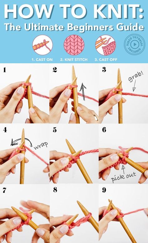 Knit For Beginners, Knitting 101, Easy Knitting Projects, Knitting Basics, Beginner Knitting Patterns, Beginner Knitting Projects, Vogue Knitting, Learn How To Knit, Knitted Wit