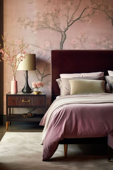 Bedroom Trends 2023, Wallpaper Over Wallpaper, Removing Old Wallpaper, Modern Bedroom Ideas, Jade Design, Bedroom Trends, Luxury Bedroom Design, Green Curtains, Luxurious Bedroom