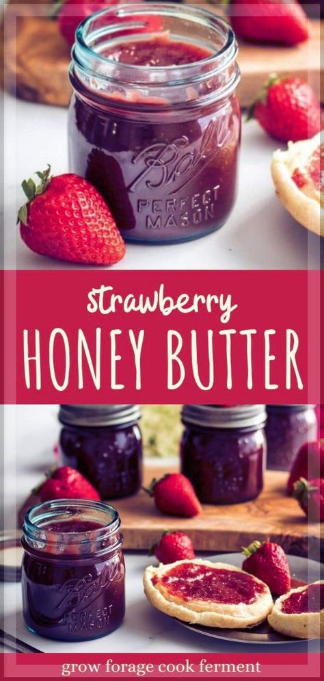 Strawberry Jam With Honey, Strawberry Jam No Pectin, Strawberry Honey Butter, Rhubarb Butter, Make Strawberry Jam, Garden Strawberries, Homemade Preserves, Jam Strawberry, Butter Recipes Homemade