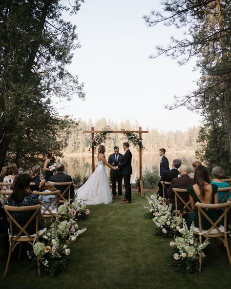 The team at @Fignvine killed it with this dreamy ceremony decor - peep those aisle arrangements! 🌿​​​​​​​​ Photo: @reveriefilms.co​​​​​​​​​​​​​​​​ Rentals: @memorableeventsrentals​​​​​​​​​​​​​​​​ Florals: @fignvine​​​​​​​​​​​​​​​​ Planning: @courtneylawhonevents Small Outdoor Ceremony Set Up, Walkway To Wedding Ceremony, Alters Wedding Outdoor, Outdoor Covered Wedding Ceremony, Wedding Ceremony In Nature, Outdoor Elopement Ceremony Decor, Spring Outdoor Wedding Ceremony, Ceremony Outdoor Decor, Mini Wedding Ceremony