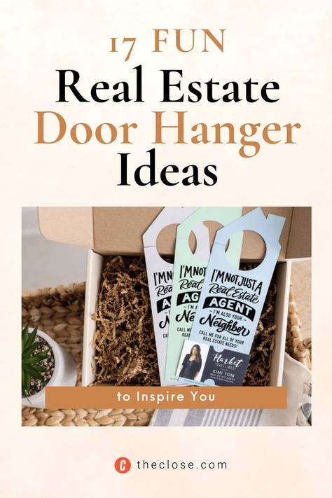 17 FUN Real Estate Door Hanger Ideas to Inspire You Real Estate Door Hangers, Door Hanger Ideas, Creative Real Estate, Client Appreciation Gifts, Hanger Ideas, Elegant Doors, Real Estate Advertising, Real Estate Signs, Home Staging Tips