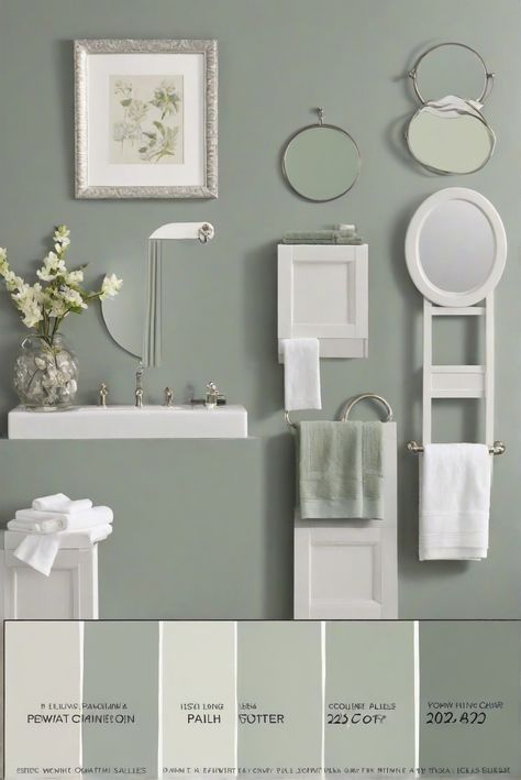 Home interior design, interior bedroom design, kitchen designs, living room interior Green Bathroom Cabinet Colors, Sage Green Paint Bathroom, Sage Green Cabinets Bathroom, Bathroom Green Paint, Paint For Bathroom Cabinets, Nature Inspired Paint Colors, Pewter Green Sw, Light Green Bathroom, Sage Green Bathroom Ideas