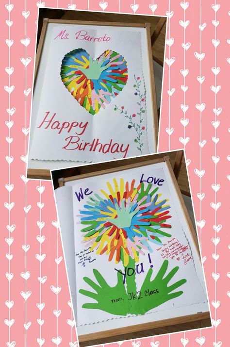 Happy Birthday To Teacher From Students, Happy Birthday Card From Class To Teacher, Birthday Ideas For Teacher From Students, Teacher Birthday Craft From Students, Birthday Card Teacher From Students, Card For Preschool Teacher, Birthday Cards Diy For Teachers, Preschool Teacher Birthday Card, Preschool Teacher Birthday Gifts